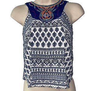 Girl M 7/8 FLYING TOMATO Blue Embroidered Top!